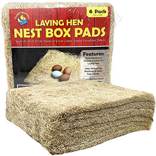 Laying Hen Nest Box Pads Made in USA from Sustainable Aspen Exceslior - 13x13 Nesting Box Liners (6-Pack) - size: 6-Pack