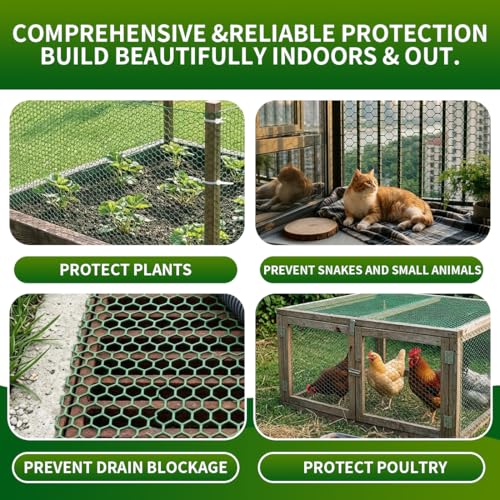 Green Plastic Chicken Wire 16in x 10ft,Garden Netting Fencing | Plastic Chicken Wire Mesh Fence,Barrier for Poultry,Animals,Pets and Balcony - color: Green, size: 16INx10FT