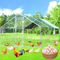 Large Chicken Coop Chicken Runs for Yard with Cover Outdoor Metal Pet Pens Poultry Cage Duck Rabbit House Backyard Use - size: 19.2'Lx9.84'Wx6.6'H