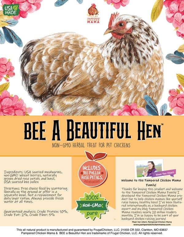 All Natural Mealworm and Herb Treat for Backyard Chickens, Healthy Backyard Chicken Feed and Supplies, BEE A Happy Hen (8 pounds) - size: 8 Pound (Pack of 1)