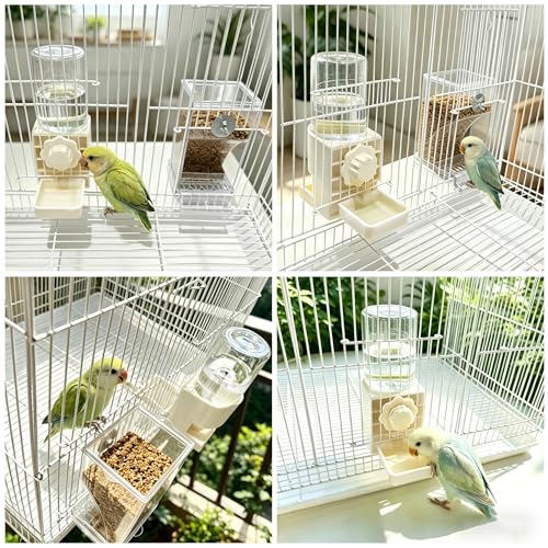 Lemtrflo No Mess Bird Cage Feeder, Automatic Bird Water Dispenser | Parakeet Cage Accessories - color: white