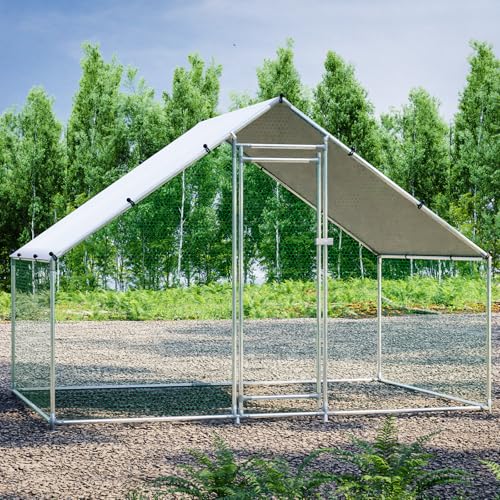 HEYTOWN Large Metal Chicken Coop Chicken Pen Walk-in Poultry Cage with Water-Resident and Anti-UV Cover Chicken Runs for Yard with Cover Duck Rabbit Dog House Outdoor - size: 78.0"L x 117.6"W x 78.0"H