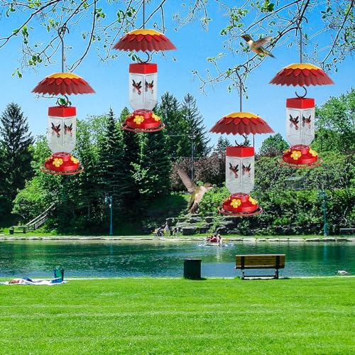 8" Hummingbird Feeder Rain Guard Dome Cover, Ant Moat, Red 2Pcs | for Small Humming Bird Feeder Outdoors Hanging, Umbrella Shade from Sun/Rain/Snow Keep Nectar Cool, 3 Adjustable Hooks - color: Dark Red x2
