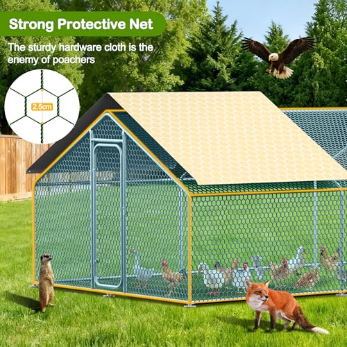 Homgava Large Metal Chicken Coop,19.7'L x 9.8'W x 6.6'H Chicken Run,Walk in Chicken Pen with Cover for Yard,Large Poultry Cage for Duck Rabbit - size: 236.0"L x 120.0"W x 78.0"H