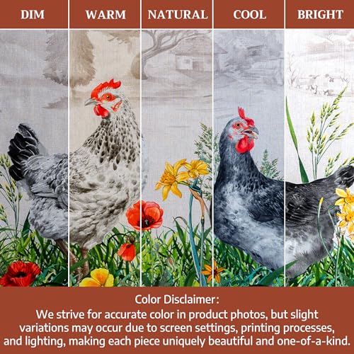 Maison d' Hermine Kitchen Towels Set of 3 Reusable 100% Cotton 27.50" x 20" | Cloth Tea Dish Towels Absorbent with Hanging Loop for Kitchen Dining Party Wedding Hotel Home Spring Summer - Basse Cour - color: 026 - Basse Cour