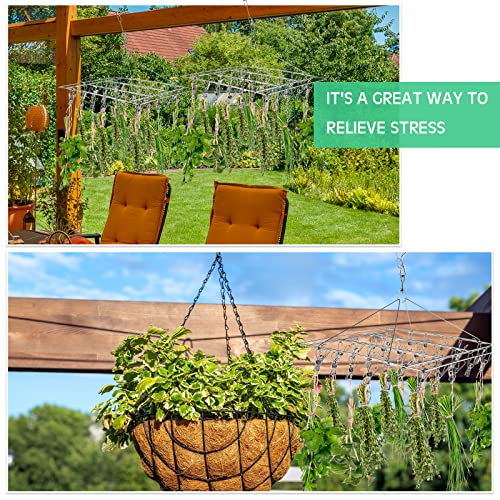 4Pcs Hanging Drying Rack for Herb with 30 Stainless Steel Clip Dryer Hook | Space Saving, for Fresh Herb, Flower Bud, Plants, Culinary Dry Rack, Clothes Laundry - style: Square