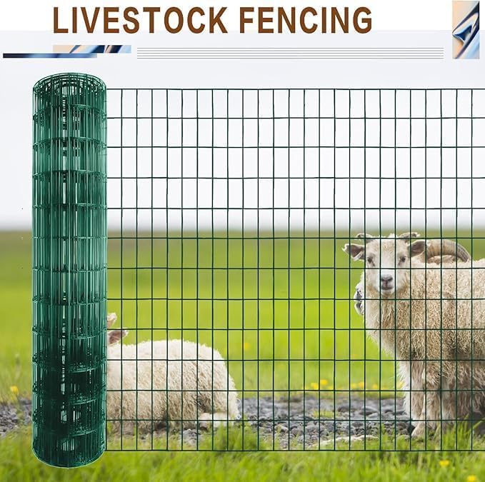 Tongmo 5 ft x 100 ft Green PVC Coated Chicken Welded Wire Fence, 16GA Garden Chicken Wire Fence Roll, Mesh Size 2" x 4" Hardware Cloth, Ideal for Yard Protection and Poultry Netting - color: Green, size: 5ft*100ft