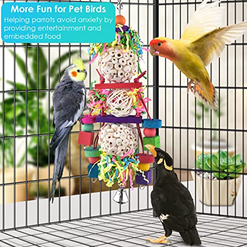Bissap Conure Toys, Bird Parrot Foraging Shredder Hanging Toys Sola Balls Sepak Takraw with Bell for Small Parrots Parakeets Conures Cockatiels Love Birds Cage Toy - size: 1 PCS