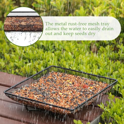 Ground Bird Feeder Tray 11x11 Inches, Metal Platform Mesh Seed Tray for Bird Feeders, Great Attracting Garden Yard Decoration for Wild Birds Squirrels Dove,2 Pack - size: 11x11 inches (2 pack)