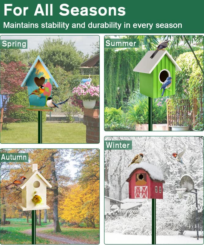 90Inch Heavy Duty Bird House Pole Mount Kit with Frosted, Bird Feeder Pole Kit with 5 Prongs Base and 2 Plates, for Outdoor, Yard, Garden, Green(Birdhouse Not Include) - color: green