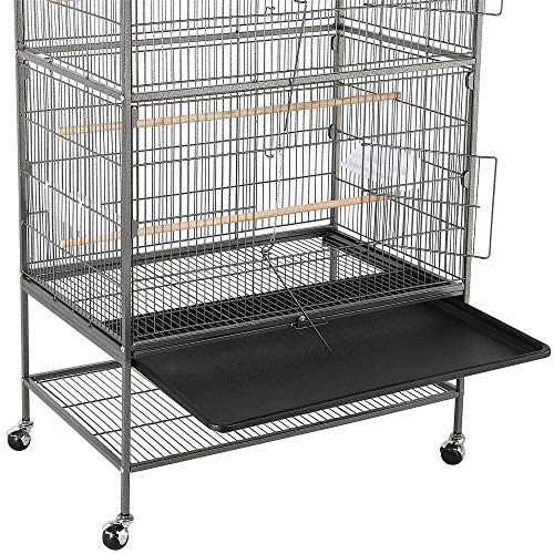 Topeakmart Wrought Iron Large Flight Parrot Bird Cage with Rolling Stand for Multiple Parakeets Conure Cockatiel Cage - size: Large