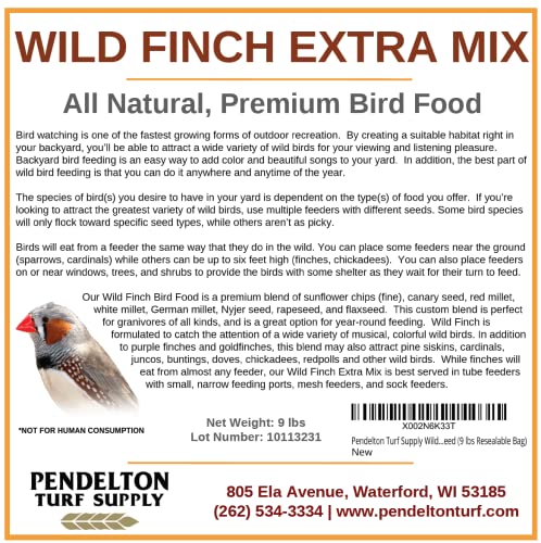 Wild Finch Mix Extra | All-Natural, Premium Bird Seed (9 lbs Resealable Bag)