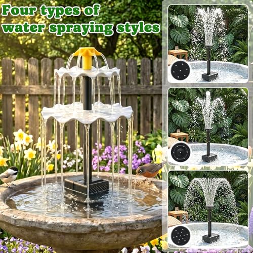Yeomi Solar Fountain, Upgrade 2.8W 9V Solar Bird Bath Fountains with 4 Nozzles, Adjustable Water Flow, Solar Fountain for Bird Bath, Small Pond, Patio, Garden Water Feature Decoration - color: 2.8w 9v Solar Fountain Pump Kit