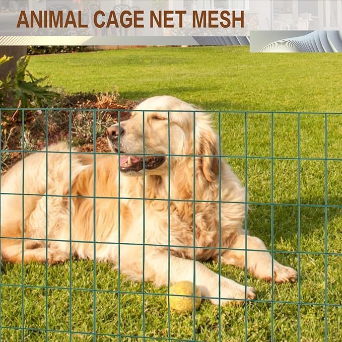 Tongmo 5 ft x 100 ft Green PVC Coated Chicken Welded Wire Fence, 16GA Garden Chicken Wire Fence Roll, Mesh Size 2" x 4" Hardware Cloth, Ideal for Yard Protection and Poultry Netting - color: Green, size: 5ft*100ft