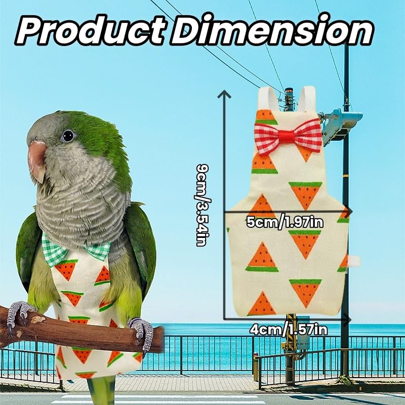 6Pcs Bird Diapers Bird Harness Flight Suits Diapers Reusable Parrot Nappy with Waterproof Inner Layer Washable Cute Urine Wet Suit Costume for Cockatiel Conure Budgie Macaw Parakeet,M - size: M