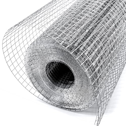 Hardware Cloth 1/2 in 48 in x 100 ft 19 Gauge Wire Mesh | Long mesh roll with strong welds and low defect rate for Chicken Coop, Garden Fence, Raised Bed and Animal Enclosure - size: Silver 1/2" 48" x 100' 19Ga