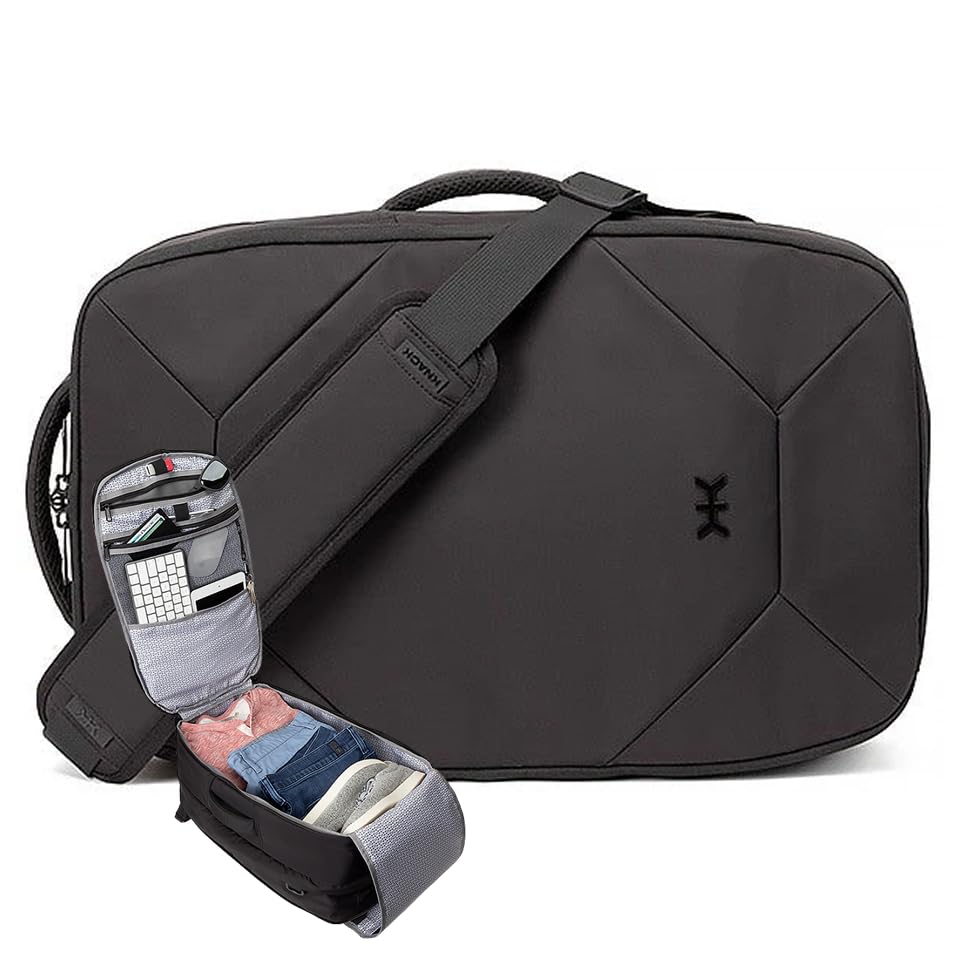 Knack Convertible Dufflel Backpack, Expandable Travel Duffel Bag (24-40L), Large Laptop Duffel Bag - color: Midnight Black, style: Convertible Duffel