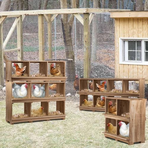 Neoaider Nesting Boxes for Chickens 8 Compartment | Wall-Mounted Wooden Chicken Nesting Box, Ensuring Comfortable Egg Laying, Perfect for Backyard and Poultry Farms - size: 50.0"L x 14.7"W x 26.0"H