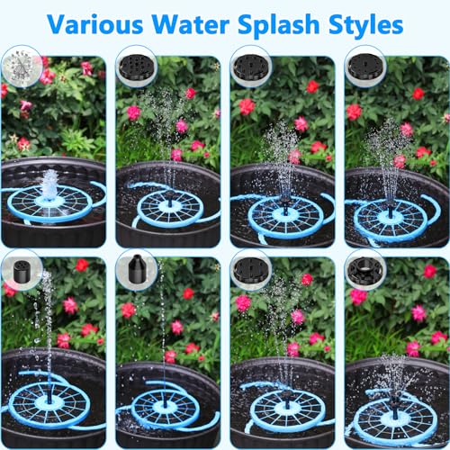 AISITIN 3.5W Solar Fountain Pump with 8 Nozzles & 3 Integrated Bracket | Upgraded Floating Solar Water Fountain Kit for Garden, Pond, Pool, Water Feature and Outdoor (Blue) - color: Blue01