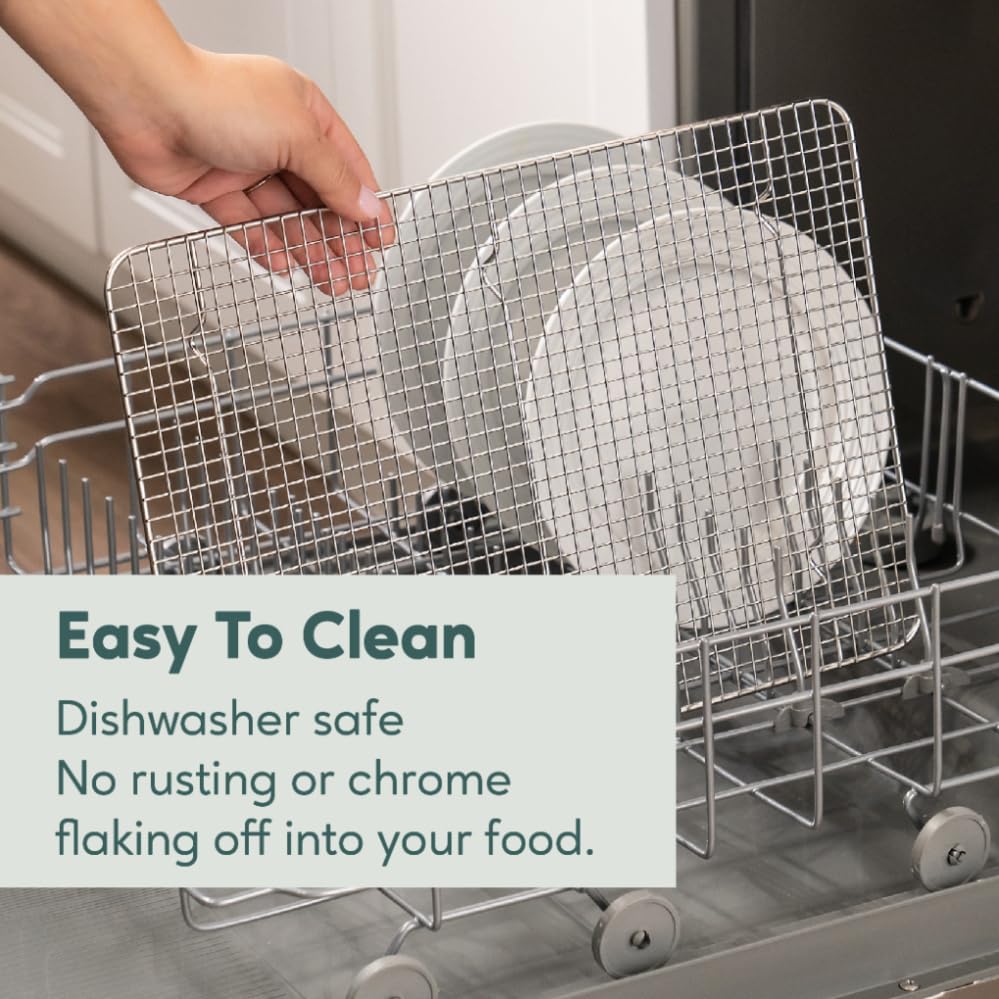 Cooling and Baking Rack Set - Cooling Racks -11.5'' x16.5'' | 100% Stainless Steel, Oven-Safe, Dishwasher-Safe, Heavy Duty Tight-Wire, Set of 2, Half Sheet Pan Cooling Racks, Easy Clean - size: 11.5" x 16.5" 2-Pack