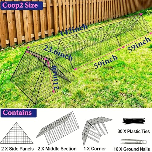 Foldable Expandable Chicken Tunnel for Outdoor Yard, Heavy Duty Poultry Run Tunnel, Predator Proof Enclosure Playpen for Chickens Rabbits Ducks