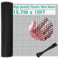 Plastic Mesh Fence Sheet 15.7IN x 10FT - 0.3IN Opening Plastic Chicken Wire Netting Roll Durable for Dogs, Poultry, Puppy, Garden Snake Barrier with 50 Pcs Zip Ties - Black - color: Black, size: 15.7IN x 10FT + 50Ties