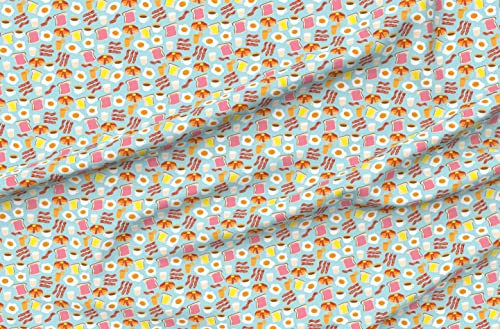 Spoonflower Fabric Breakfast Fun Scale Cute on Petal Signature Cotton | Fat Quarter | Egg Food Eggs Milk Pancakes | Use for Sewing Quilting Apparel Home Decor - size: Fat Quarter