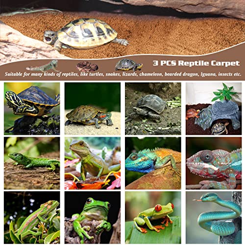 3 Rolls Reptile Carpet 16x36 Inch Coconut Fiber Mat for Tank Bedding | Natural Coconut Fiber Reptile Carpet Liner Flooring, Absorbent & Reusable For Bearded Dragons, Tortoises, Lizards & Geckos - size: 3 Pcs (16X36in)