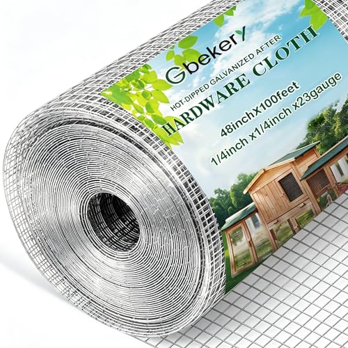 Gbekery Hardware Cloth 1/4 inch 48in x 100ft 23 Gauge, Hot-dip Galvanized After Welding Chicken Wire Fence Roll Garden Plant Welded Metal Wire Fencing Roll, Rabbit Cages Snake Fence - color: Silver, size: 1/4 inch 48in x 100ft-2