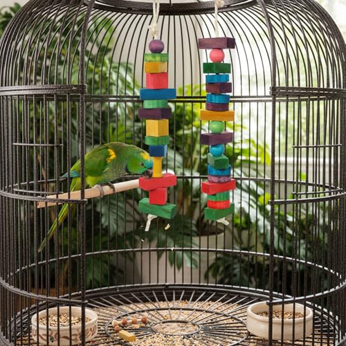 165 Pcs Parrot Toys, Bird Toys Bird Chew Toy DIY Multicolored Wooden Blocks for Large Macaws, Cockatoos, African Grey, Small and Medium Parrot