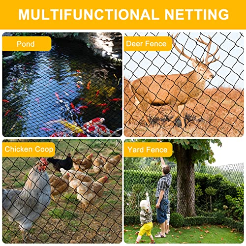 BSTPCOO Bird Netting 50ft x 100ft, Heavy Duty 1 inch Mesh Nylon Nettings | Poultry Netting for Chicken Coop Roof, Deer Fence Trellis Net for Fruits Trees Plants, with Cable Ties and Stakes - size: 50'×100'-1''
