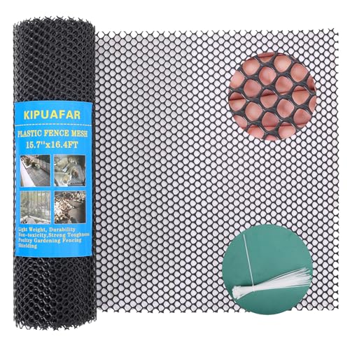 Pet Proof Barrier Net, Black Plastic Chicken Wire Mesh Fencing 15.7IN x 16.4FT, Balcony Cat Safety Net & Garden Snake Barrier, Heavy Duty Protection for Chicken Coops, Rabbit Hutches, Dog Kennels - color: Black, size: 15.7 IN * 16.4 FT