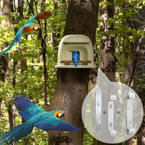Rust Resistant Bird House Hanger Bracket 2 Sets Galvanized Steel Mounting Brackets Kit with Screws Universal Trees/Poles Hanger for Securing Bird Houses, Nesting Boxes & Feeders - Silver