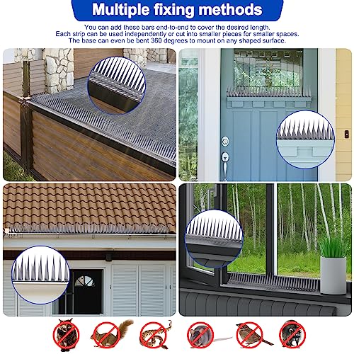 Bird Spikes - 250 Inch Stainless Steel Fence Spikes for Pigeons, Raccoons, Snakes - Deterrent Defender | 250 inch stainless steel bird spikes - size: 250 inch