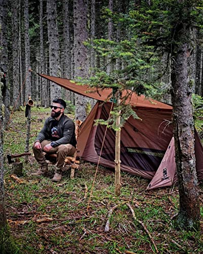 OneTigris Backwoods Bungalow Bushcraft Shelter 2.0, Ultralight Backpacking Tent with with Porch for Camping Hiking Backpacking Motorcycle Kayak Bushcrafters