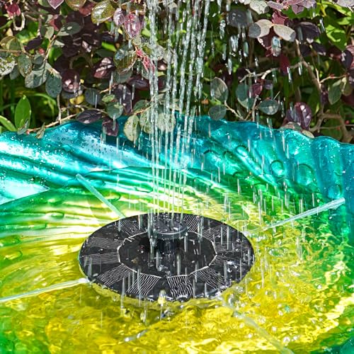 AMZtime 1.4W Solar Bird Bath Fountain with 4 Fixed Rods with Upgraded Panel | Solar Fountain Pump Solar Powered Floating Water Fountain Pump for Bird Bath, Ponds, Garden, Fish Tank and Outdoor - size: 1.4W