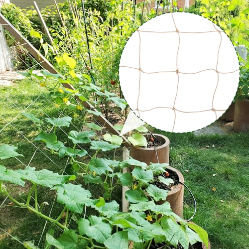 2 Pcs Plant Support Netting, Natural Jute Net, Garden Trellis Netting for Climbing Vining Plants(6.6 Ft x 9.8 Ft, 5.9 Inch Squares)