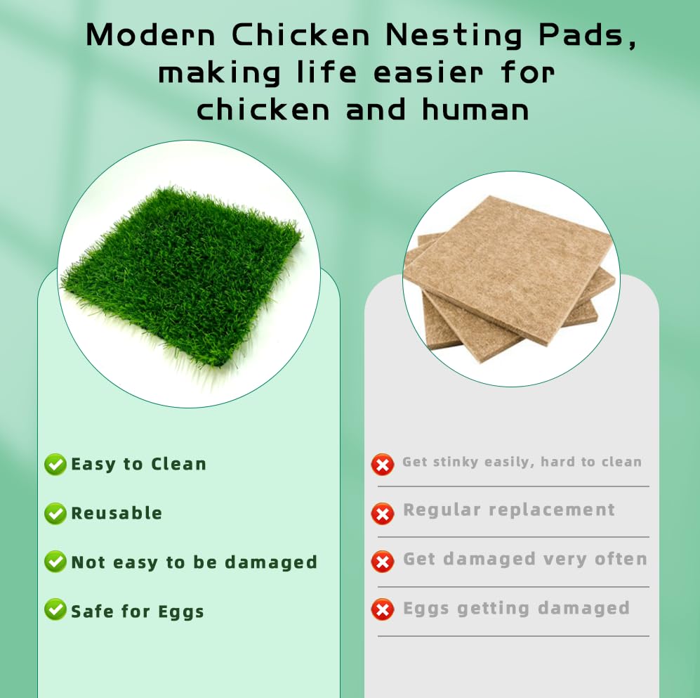 Nesting Pads for Chicken Coop, Nesting Box Pads 6PCS 12"×12"×1.2" Nesting Box Pads for Chickens, Nesting Pads for Laying Eggs, Reusable Nesting Pads for Chicken Coop/Chicken Nesting Box