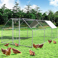 Giantex 18.5ft Large Metal Chicken Coop, Walk-in Chicken Coops Hen Run House Shade Cage with Waterproof and Sun Protection Cover for Outdoor Backyard Farm Use Poultry Cage (18.5 x 9.2 ft, Flat) - size: 221.0"L x 110.5"W x 77.0"H