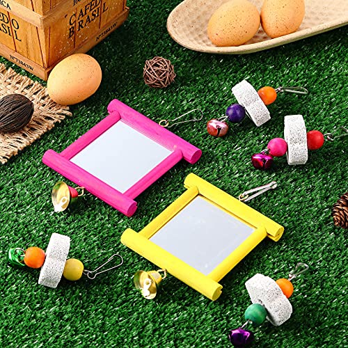 Sumind 2 Pieces Chicken Mirror Toys Hanging Swing Mirror with Bell Wooden Pecking Toy and 4 Pieces Beak Grinding Molar Stones for Hens Birds Parrots | Clip on Wide Brim Golf Visors, Adjustable Elastic Headband Sun Hat, Lightweight Sport Cap for Summer Out