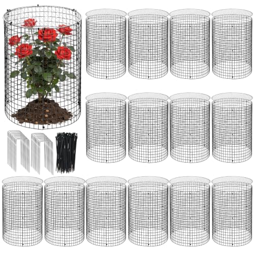 45 Pcs 24” x 12” Large Wire Plant Protector from Animals with Metal Cover, 15 Pack Metal Plant Cage Chicken Wire Cloche with 15Pcs Metal Covers to Keep Animals Out, Garden Protection Bunny Barricade - size: 15 Pack 24'' x 12'' with 15 Pcs 12'' Cover