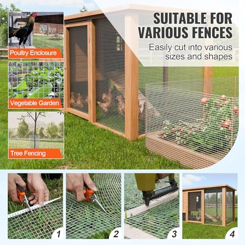 VEVOR Hardware Cloth, 1/2 inch 24in x 50 ft 19 Gauge, Hot Dipped Galvanized Wire Mesh Roll, Chicken Wire Fencing, Wire Mesh for Rabbit Cages, Garden, Small Rodents - size: 24'' x 50'
