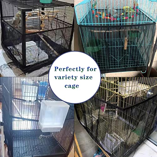 Bird Cage Seed Catcher, Large Bird Cage Skirt Guard, Adjustable Soft Nylon Mesh Bird Cage Netting for Round Square Bird Cages Circumference 60-86Inch