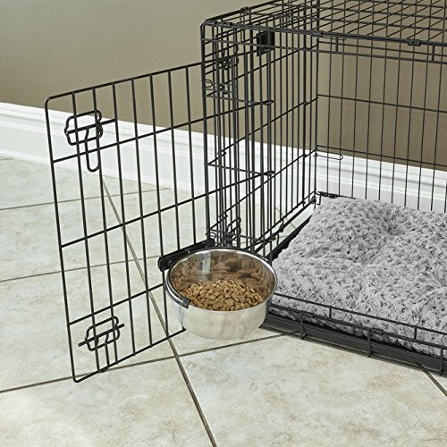 MidWest Homes for Pets Snap'y Fit Stainless Steel Food or Water Bowl, Holds 10 Ounces, Mounts to Wire Crates, No-Tip Design, Rust-Resistant, for Small Dogs and Cats - size: 10 Ounces