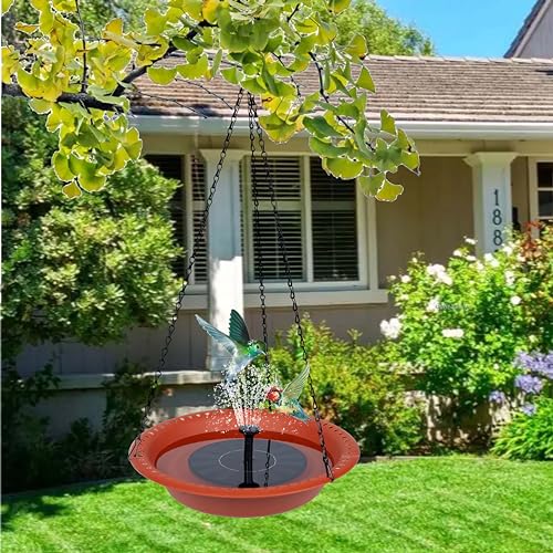 Hanging Bird Bath for Outdoors Heavy Duty, 12 inch BirdBath Bowl Only with Rust-Proof Black Chains, Hanging Bird Feeder for Garden Backyard Decor (Terracotta 1 Pack) - color: Terracotta, size: 12in 1pack