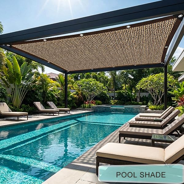 Shade Cloth Garden Plants,70% Sunblock Shade Neting -for Outdoor Garden Bed Neting Mesh Pergola Patio Lawn Sun Cloth Dog Kennel Cover Chicken Coop[Brown 5x16FT] - size: 5×16FT
