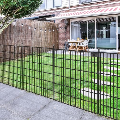 Toolterritary 10 Panels No Dig Garden Fence with Gate, 32 in(H) X24.2 ft(L) Metal Fence Panels, Thickened Rustproof Garden Fencing, Animal Barrier Fence for Dogs, Rabbits, and Patio - size: 32 in(H)×29in(L)