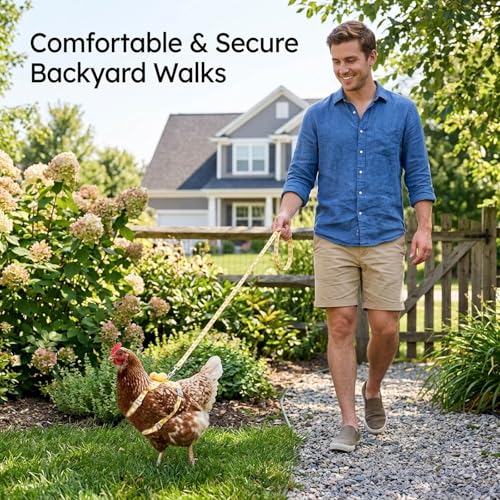2 Pcs Chicken Harness and Leash Set, Adjustable Chicken Leash for Small Pets, Comfortable Fabric Design for Backyard Walking and Training, Secure Handling During Outdoor Activities