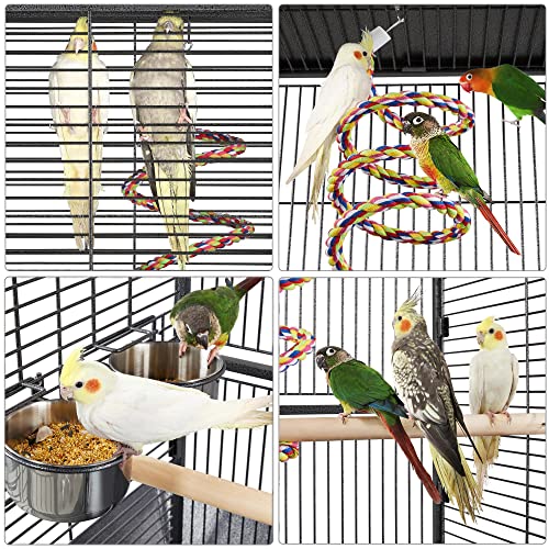 Yaheetech 61" Playtop Parrot Bird Cage with Rolling Stand, Wrought Iron Parrot Cage for Cockatiels Quaker Conure Parakeet Lovebird Finch Canary, Black - color: Black