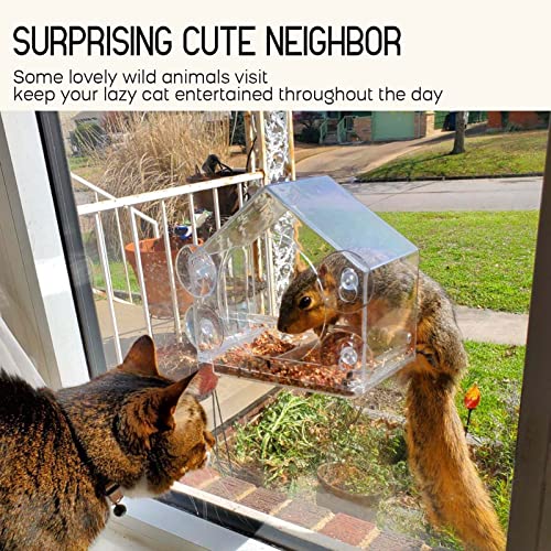 Window Bird Feeder for Outside with Strong Suction Cups, Fits for Cardinals, Finches, Chickadees etc. - style: Big House Style